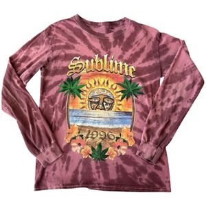 Sublime 1996 Sun Graphic Long Sleeve Tie Dye Shirt Maroon S Retro Tie Dye Skater